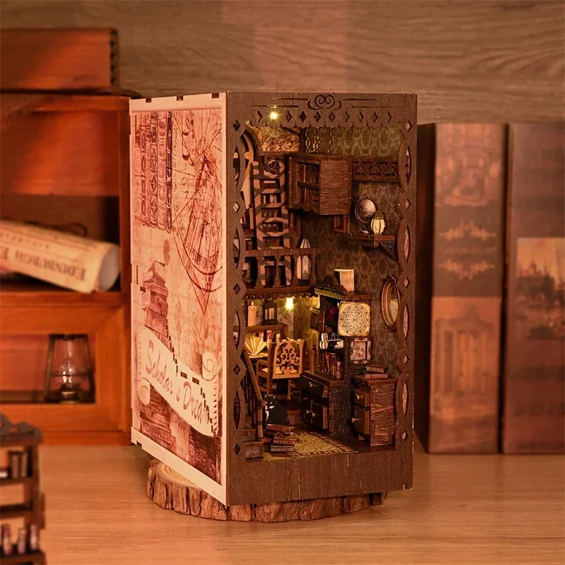 НОВЫЙ деревянный миниатюрный н – обзор и цена Diy Wooden Book Nook Kit Shelf Insert