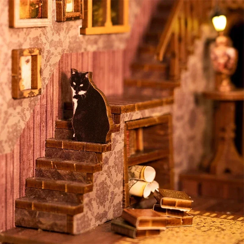НОВЫЙ деревянный миниатюрный н – обзор и цена Diy Wooden Book Nook Kit Shelf Insert