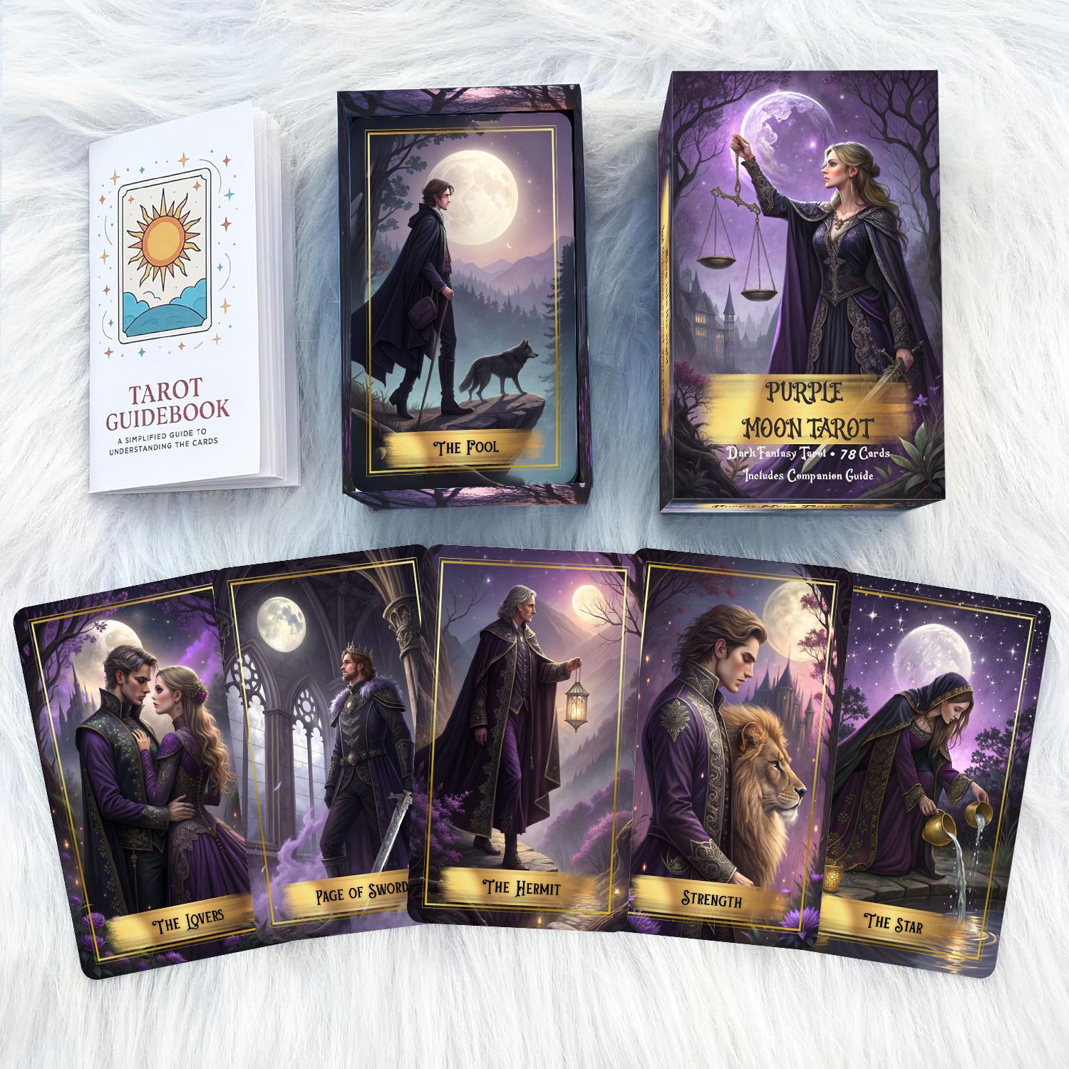 Колода карт Таро Purple Moon с – обзор и цена Tarot Deck With Guidebook